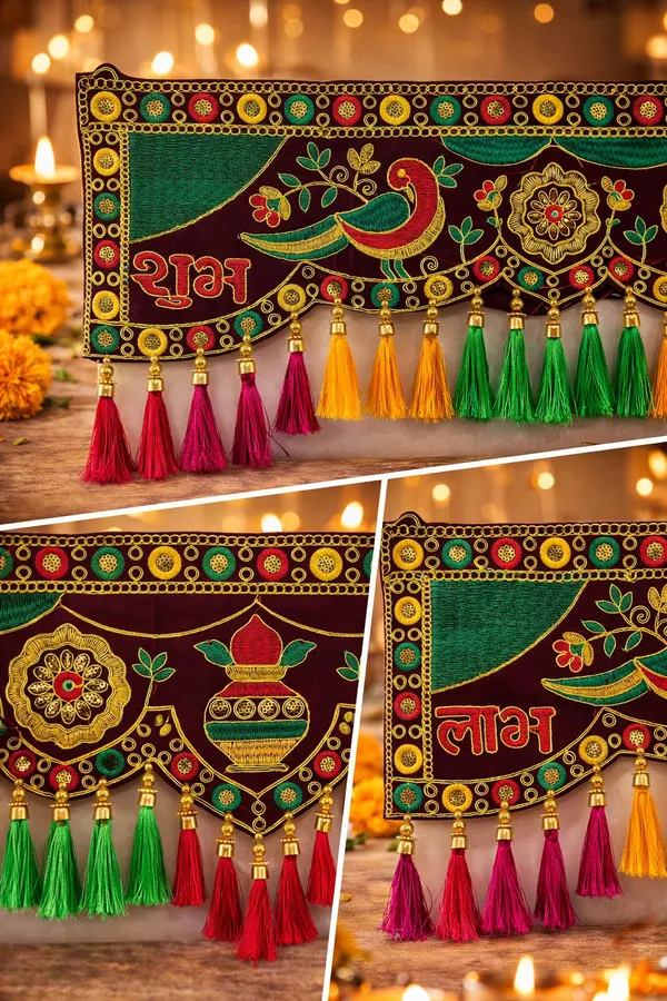 Decorative_Festival_Toran_for_Door_Entrance_�_Handmade_Shubh_and_Labh_with_Kalash_Design_Bandarwal_with_Beads,_Tassels_&_Traditional_Motifs,_Wall_Hanging_for_Home_(36_Inch)