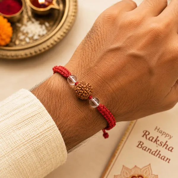 5_Mukhi_Rudraksha_Clear_Quartz_Rakhi_|_Handmade_Spiritual_Rakhi_for_Brother