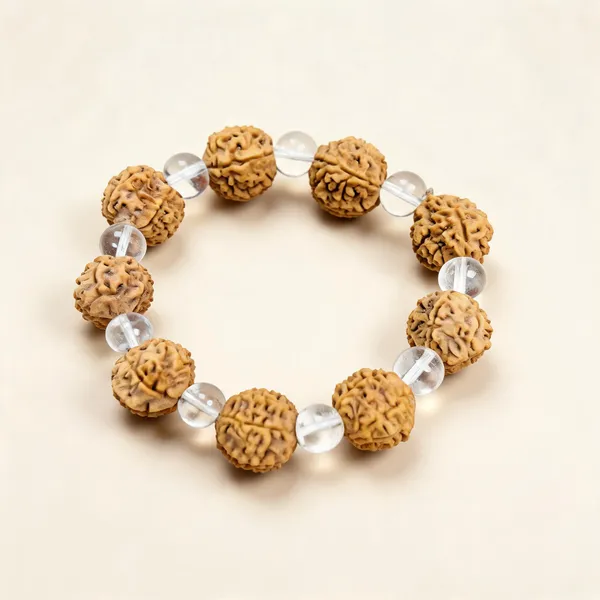 4_Mukhi_Rudraksha_and_Clear_Quartz_Crystals_Bracelet