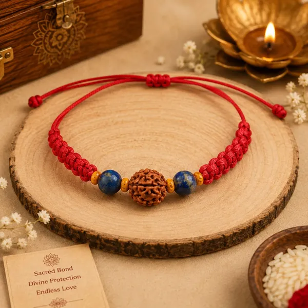 5_Mukhi_Rudraksha_&_Lapis_Lazuli_Crystal_Rakhi_|_Handmade_Raksha_Bandhan_Rakhi_for_Brother