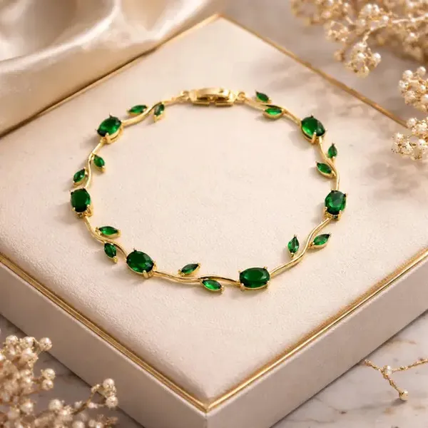 Gold_Green_Alloy_Crystal_Bracelet_For_Women