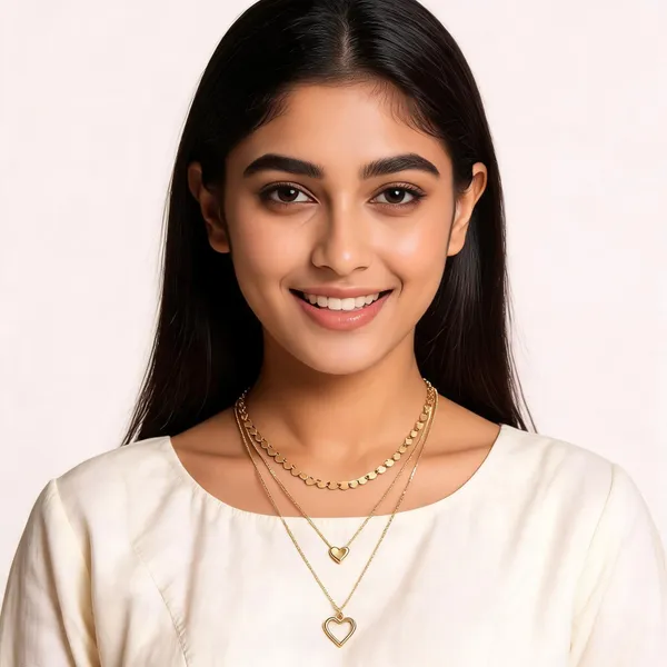 Gold_Alloy_Triple_Layer_Heart_Pendant_Western_Necklace_For_Women