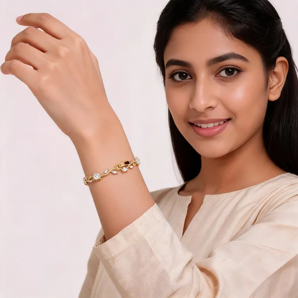 Gold_Crystal_Alloy_White_Crystal_Bracelet_For_Women