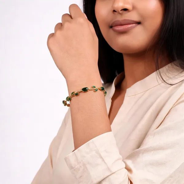 Gold_Green_Alloy_Crystal_Bracelet_For_Women