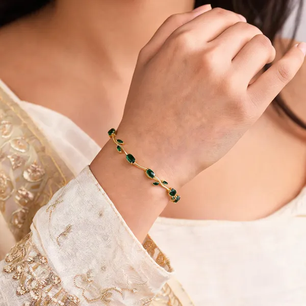 Gold_Green_Alloy_Crystal_Bracelet_For_Women
