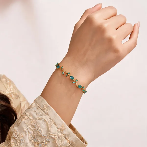 Gold_Sky_Blue_Alloy_Crystal_Bracelet_For_Women