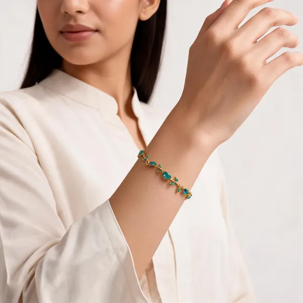 Gold_Sky_Blue_Alloy_Crystal_Bracelet_For_Women