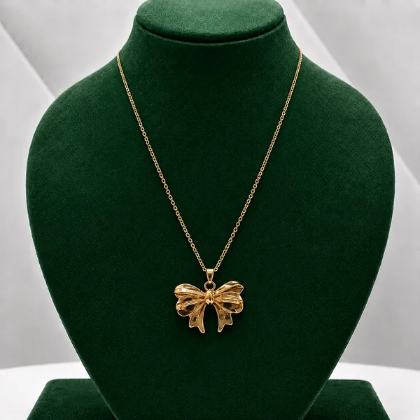 Gold_Alloy_Anti-Tarnish_Bow_Pendant_Necklace_For_Women