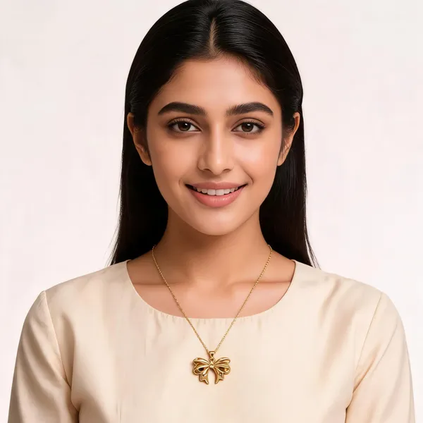 Gold_Alloy_Anti-Tarnish_Bow_Pendant_Necklace_For_Women