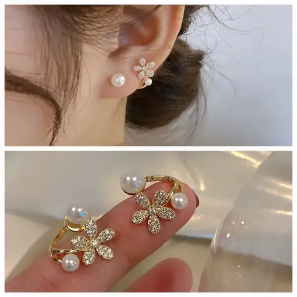 Gold_Alloy_Flower_Pearl_Stud_Korean_Earrings_For_Women