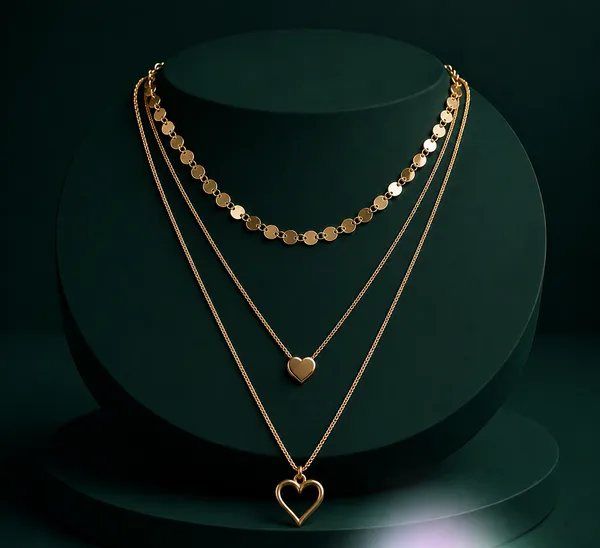 Gold_Alloy_Triple_Layer_Heart_Pendant_Western_Necklace_For_Women