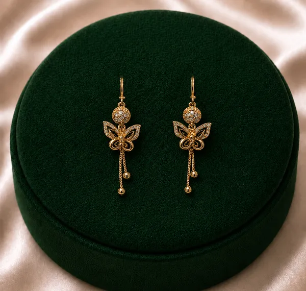 Gold_Alloy_Butterfly_Drop_Cz_Earrings_For_Women
