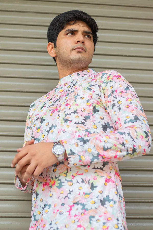 Multicolour_Cotton_Embroidered_Kurta_For_Men