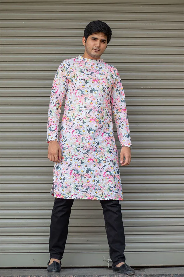 Multicolour_Cotton_Embroidered_Kurta_For_Men