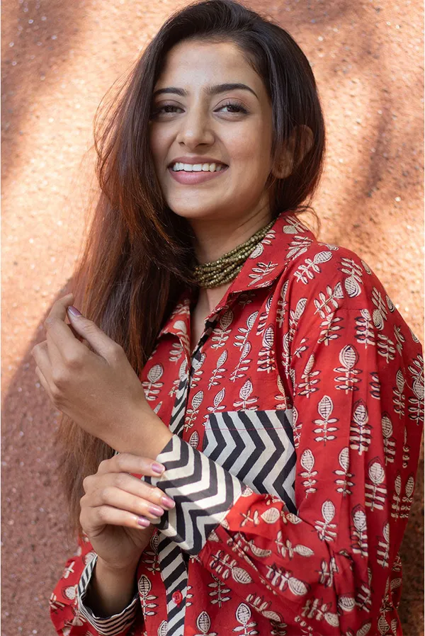 Rust_Pure_Cotton_Oversized_Block_Printed_Shirt_For_Women