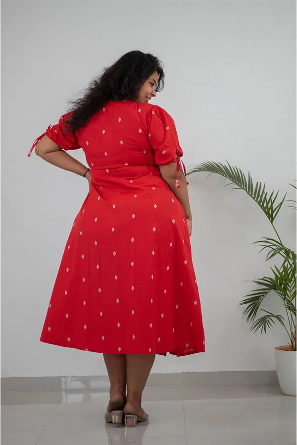 Red_Pure_Cotton_Wrap_Dress_For_Women