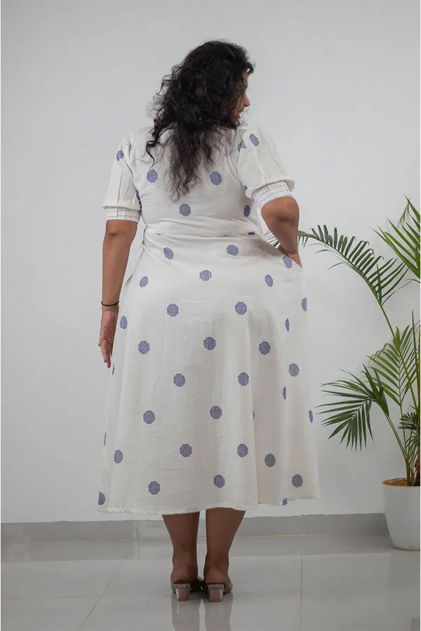 White_Pure_Cotton_Achkan_Style_Plus_Size_Dress_For_Women