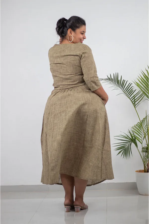 Grey_Pure_Cotton_Handloom_Jacket_Style_Co-Ord_Set_For_Women