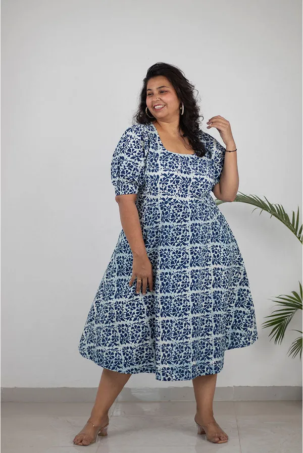 Multicolour_Pure_Cotton_Floral_Print_Plus_Size_Pocket_Dress_For_Women