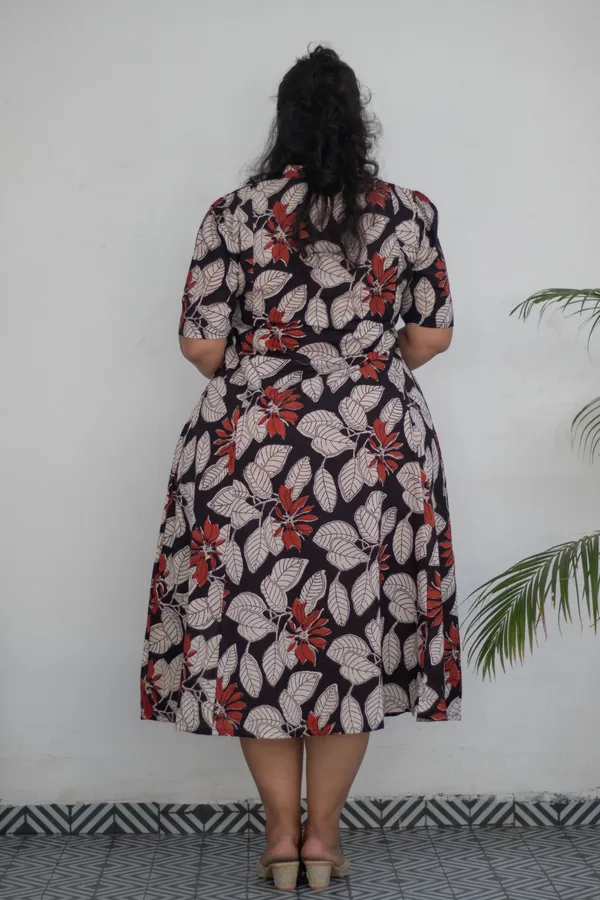 Multicolour_Pure_Cotton_High_Neck_Block_Printed_Plus_Size_Dress_For_Women