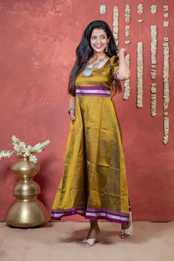 Gold_Khunn_Elbow_Sleeve_Dress_For_Women