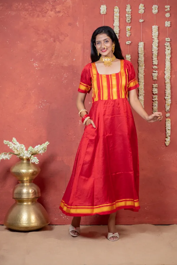 Red_Khunn_Square_Neck_Dress_For_Women