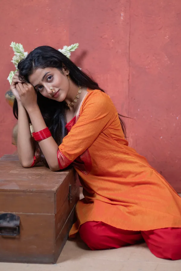 Red_Orange_Irkal_Cotton_Festive_Dress_For_Women