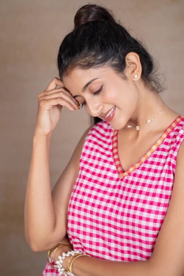 Pink_Irkal_Cotton_Checks_Festive_Dress_For_Women