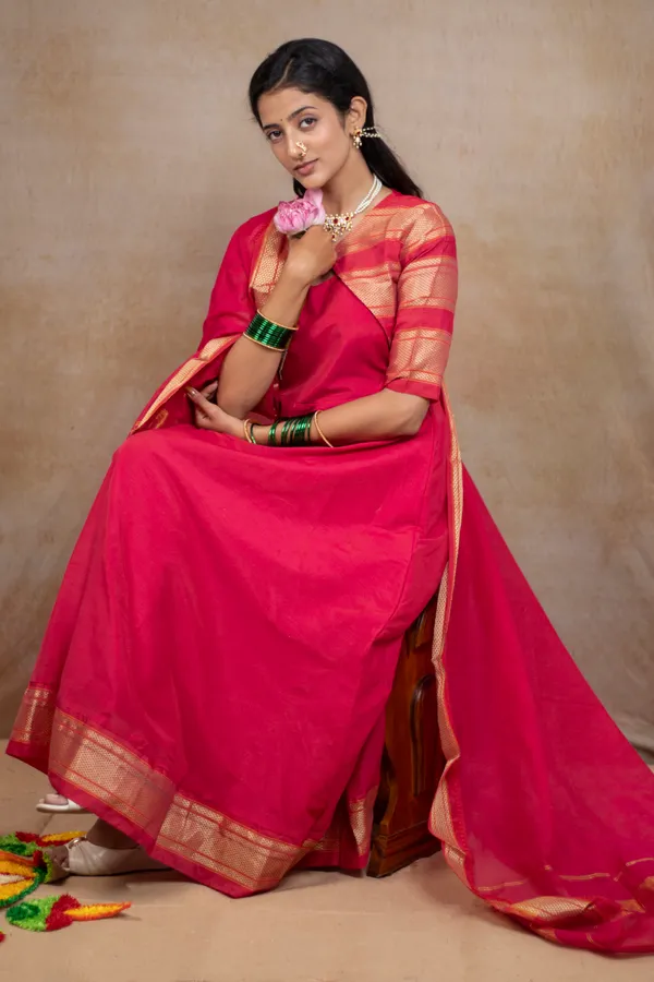Pink_Irkal_Cotton_Jacket_Dress_With_Dupatta_For_Women
