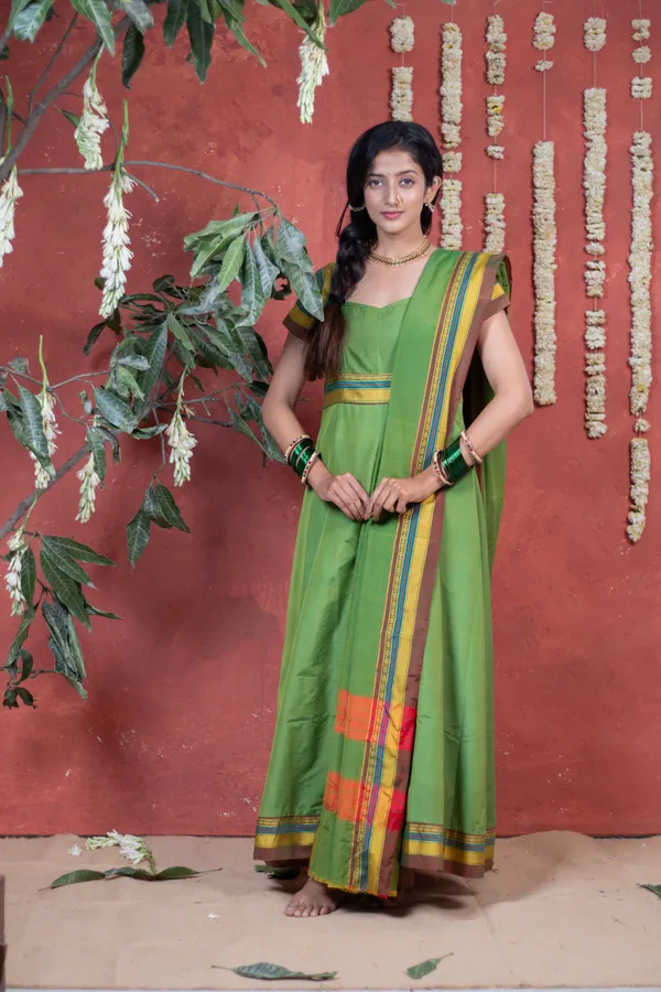 Green_Irkal_Cotton_Flare_Dupatta_Dress_For_Women