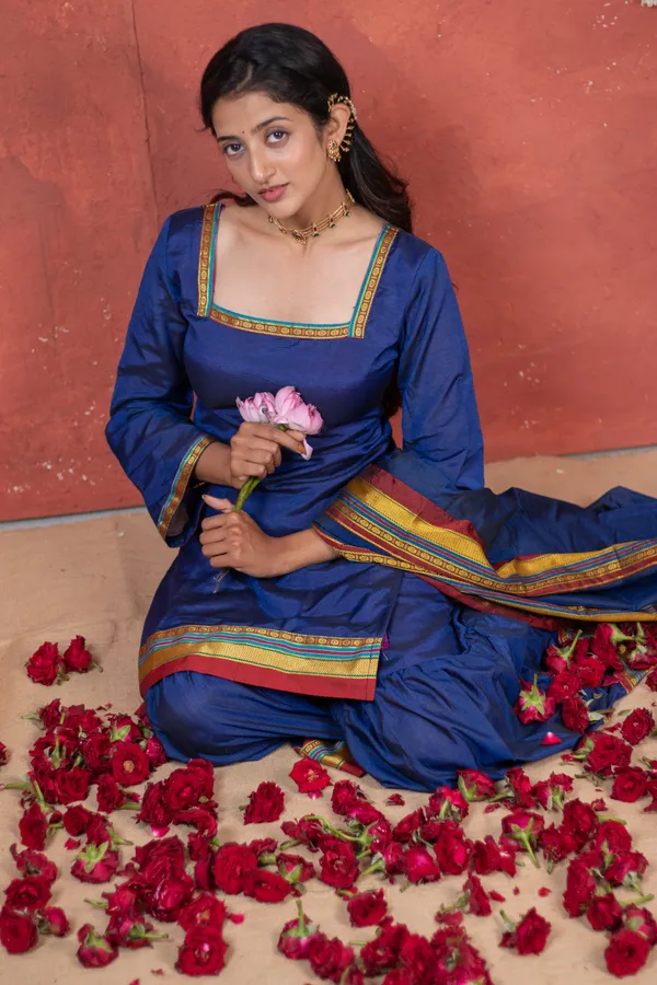 Blue_Irkal_Cotton_Sharara_Style_Kurta_Pant_Dupatta_Set_For_Women