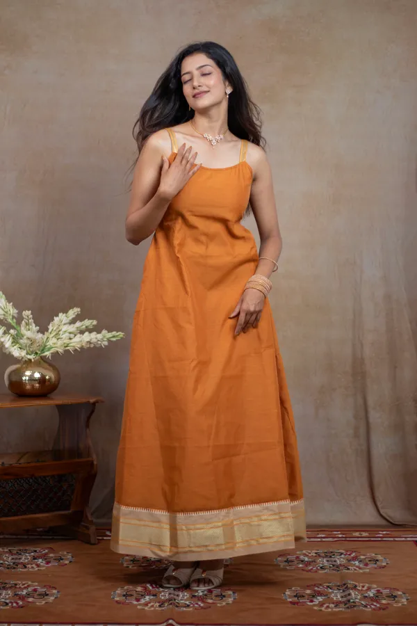 Orange_Irkal_Cotton_Spaghetti_Strap_Dress_For_Women
