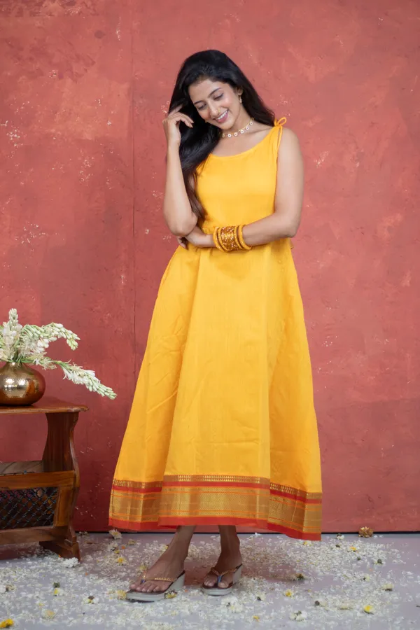 Yellow_Irkal_Cotton_Tie-Up_Dress_For_Women