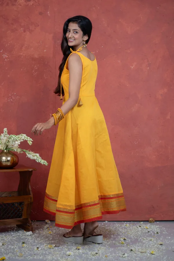 Yellow_Irkal_Cotton_Tie-Up_Dress_For_Women
