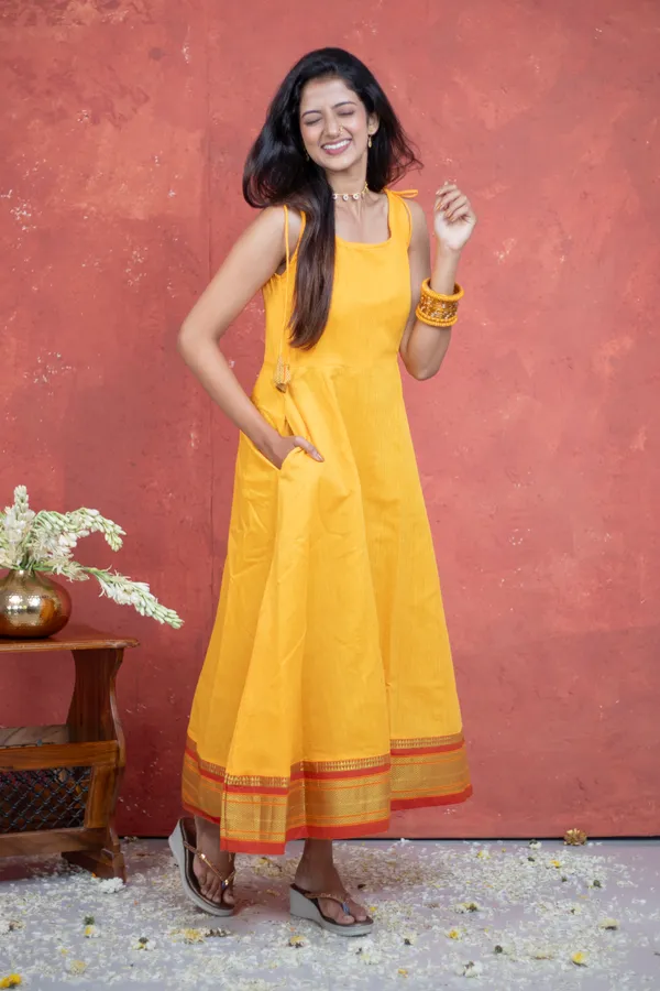 Yellow_Irkal_Cotton_Tie-Up_Dress_For_Women