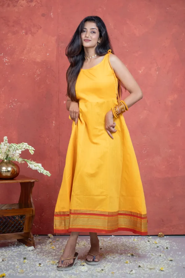 Yellow_Irkal_Cotton_Tie-Up_Dress_For_Women