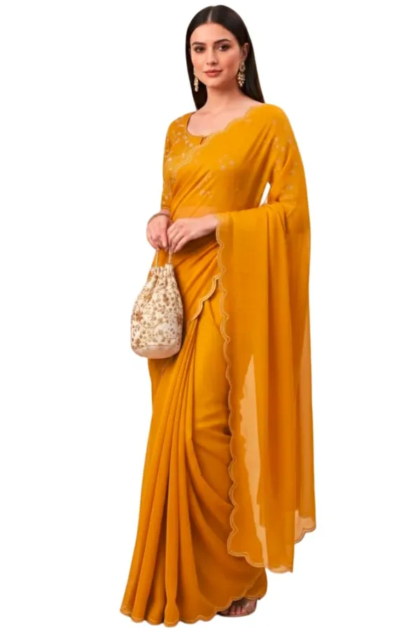 Yellow_Star_Georgette_Saree_For_Women