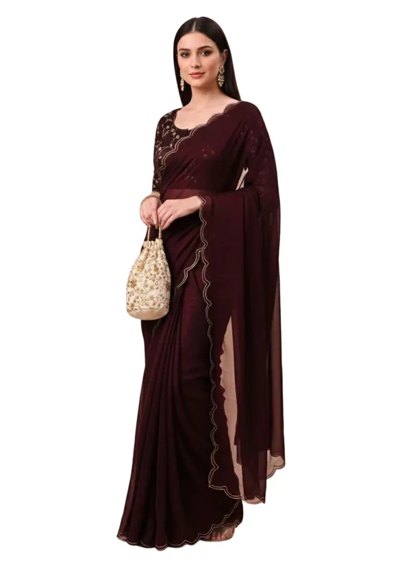 Maroon_Star_Georgette_Self_Design_Saree_For_Women