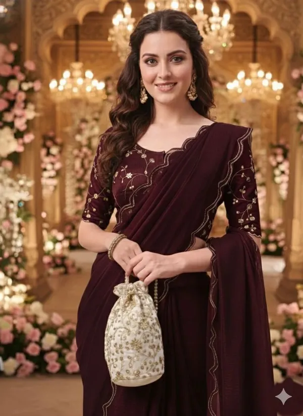 Maroon_Star_Georgette_Self_Design_Saree_For_Women