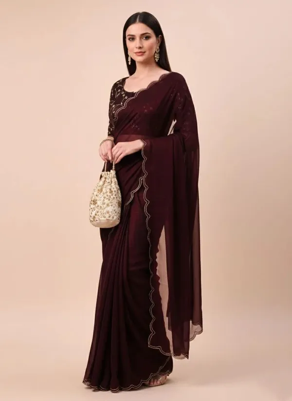 Maroon_Star_Georgette_Self_Design_Saree_For_Women