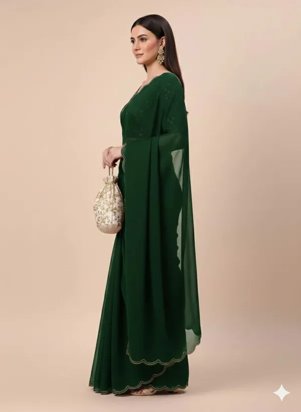 Green_Star_Georgette_Saree_For_Women
