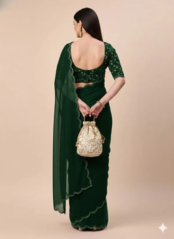 Green_Star_Georgette_Saree_For_Women