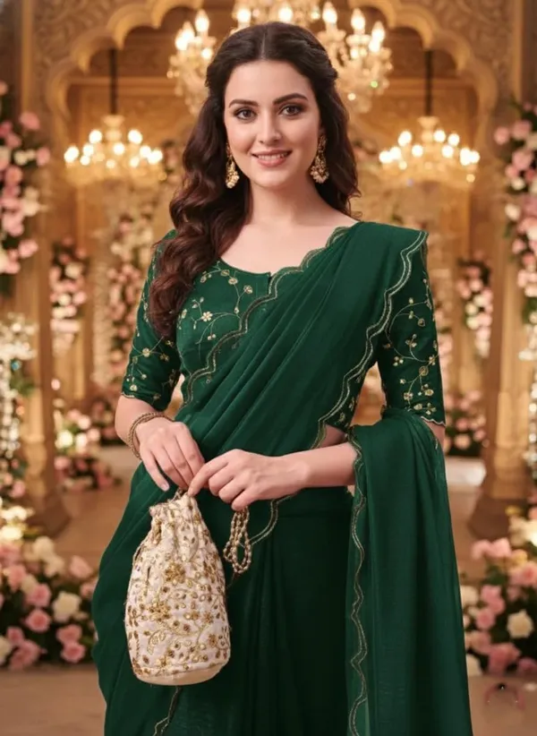 Green_Star_Georgette_Saree_For_Women