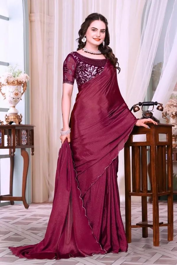 Maroon_Star_Georgette_Saree_For_Women