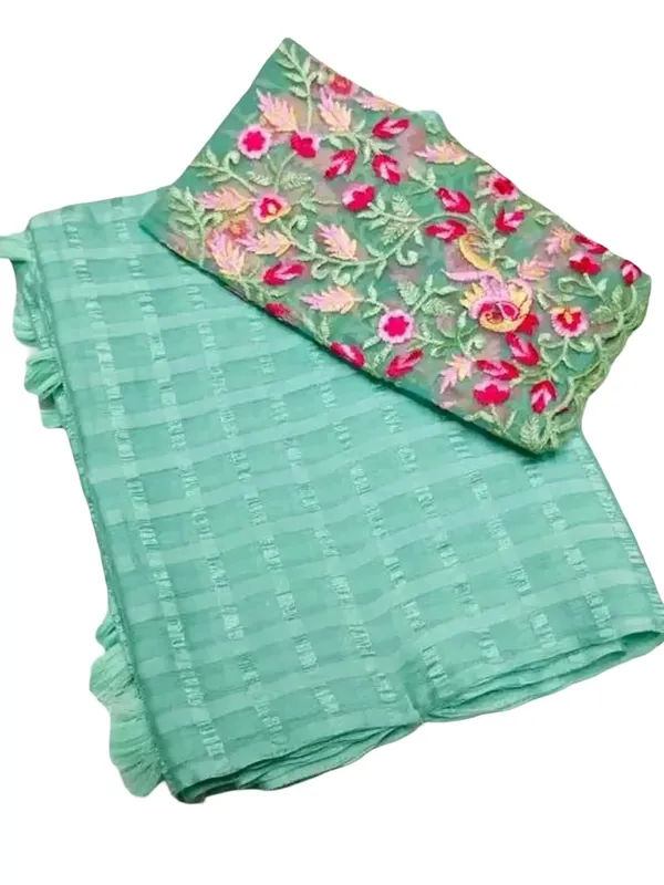 Sky_Blue_Star_Georgette_Saree_For_Women
