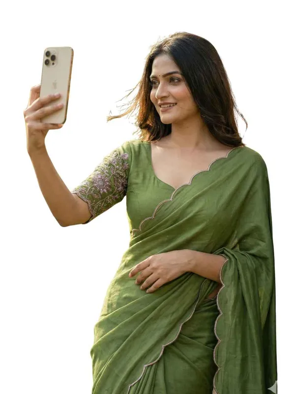 Green_Star_Georgette_Saree_For_Women