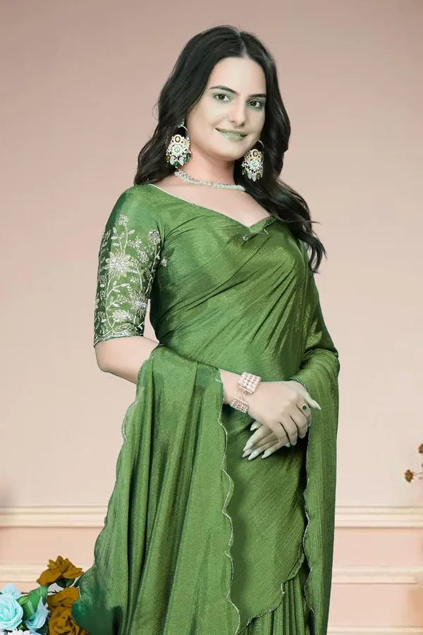 Green_Star_Georgette_Saree_For_Women
