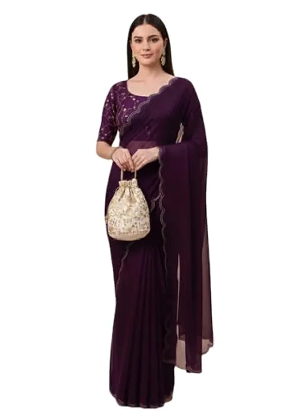 Purple_Star_Georgette_Embroidered_Saree_For_Women