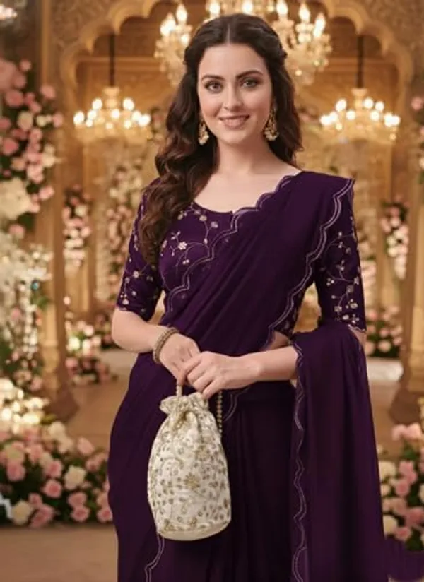 Purple_Star_Georgette_Embroidered_Saree_For_Women