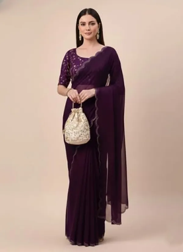 Purple_Star_Georgette_Embroidered_Saree_For_Women